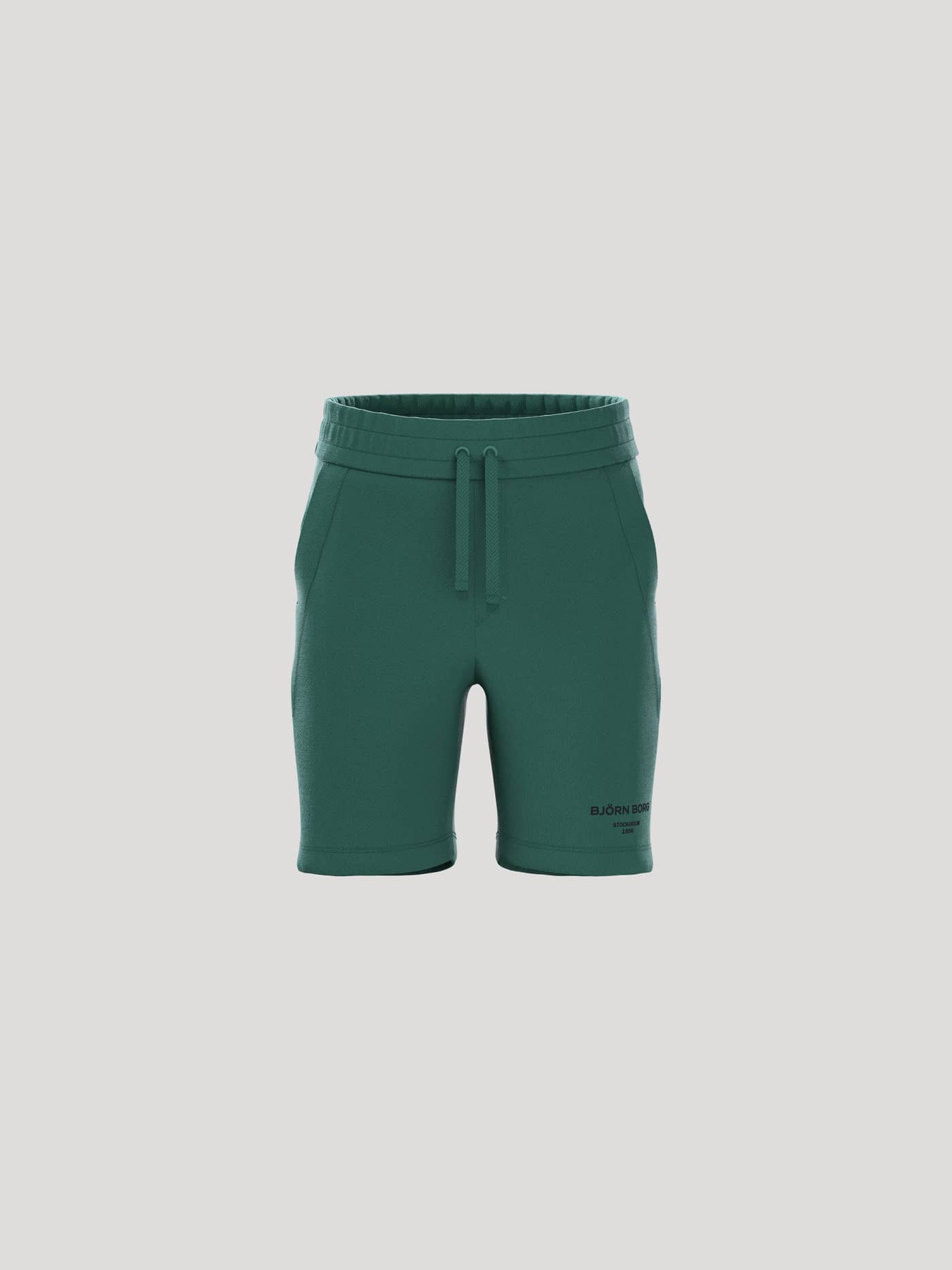 Vue de face du Borg Essential 1 Sweatshorts pour kids en Posy Green (Vert), molleton doux, coupe régulière et logo noir. - Image 1
