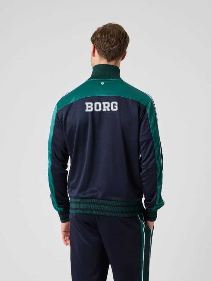 Back view of the Björn Borg Ace Retro Track Jacket 56 in Night sky (Navy), performance tennis layer with a white Borg logo. - Image 2