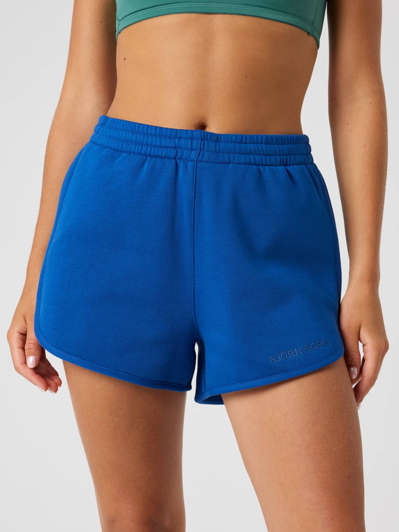 Borg Sweatshorts i Monaco Blue (Blå) sett forfra, med regular fit og blå logo for en stilig og komfortabel passform. - Image 2