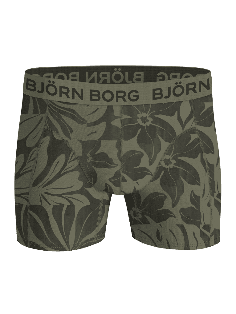 Bamboo Cotton Blend Boxers 3-pack in green leaf print featuring a dark green logo on the soft waistband. - Image 4