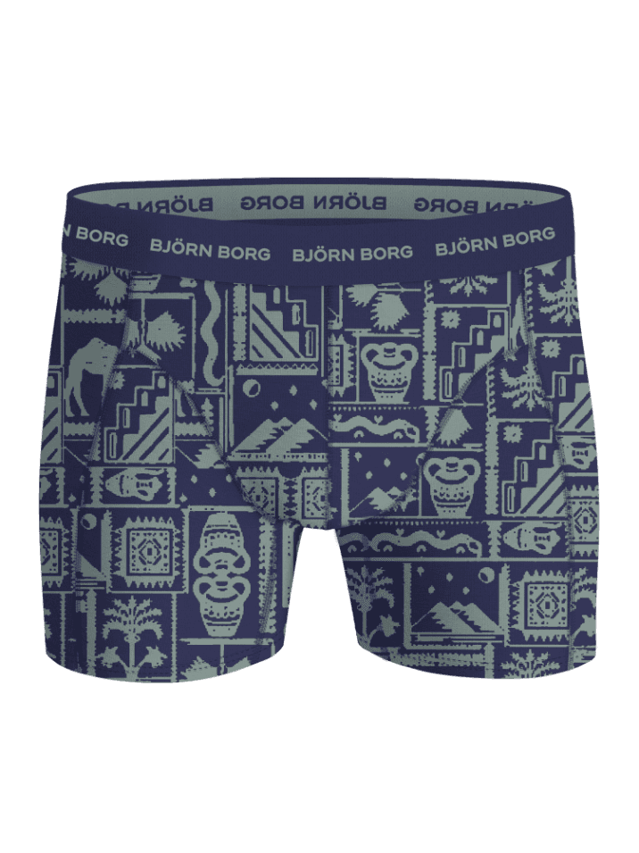 Cotton Stretch Boxers 3-pack til mænd i navy og grå bomuldsstretch med grafisk print og blød logoelastik. - Image 4