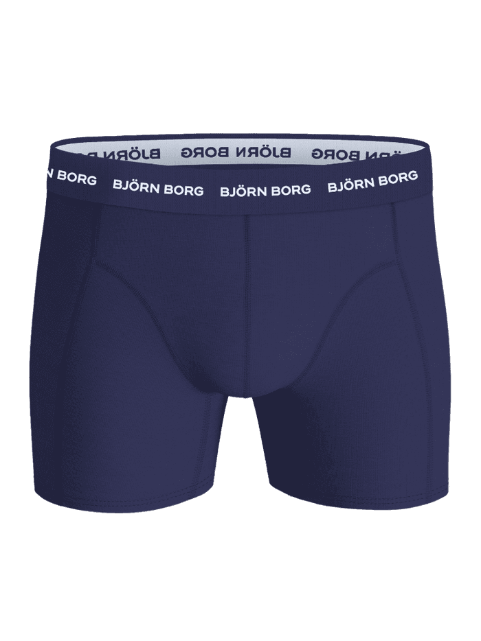 Front view of the Björn Borg Cotton Stretch Boxers 3-pack in Navy, functional boxer briefs with a soft logo waistband. - Image 2