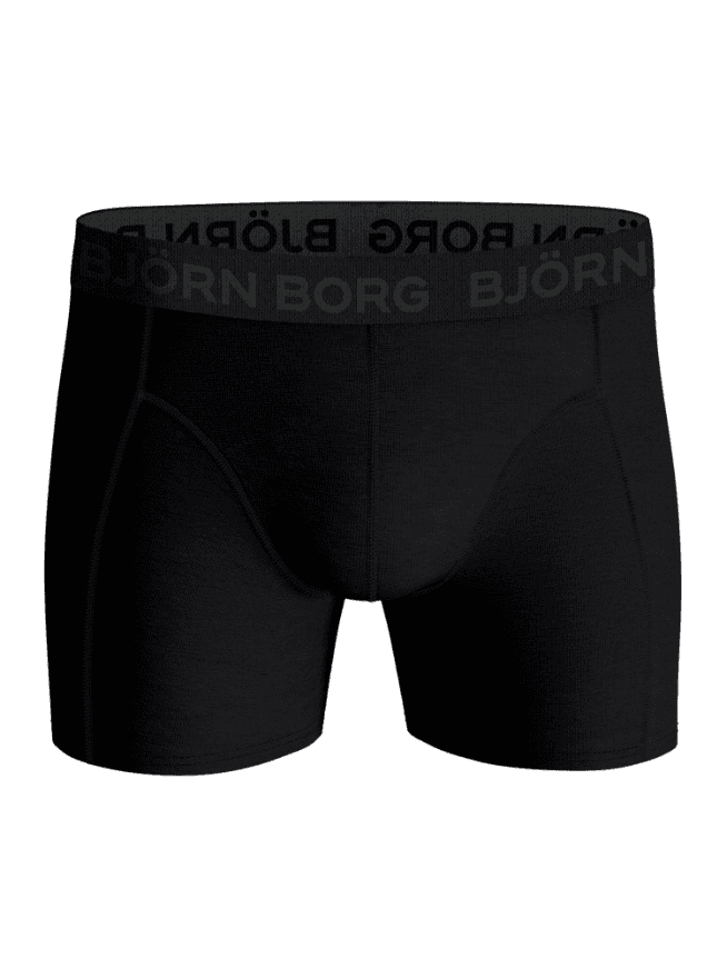 Vooraanzicht van de Cotton Stretch Boxers 5-pack in Zwart met grijs logo op de zachte microvezel tailleband. - Image 2