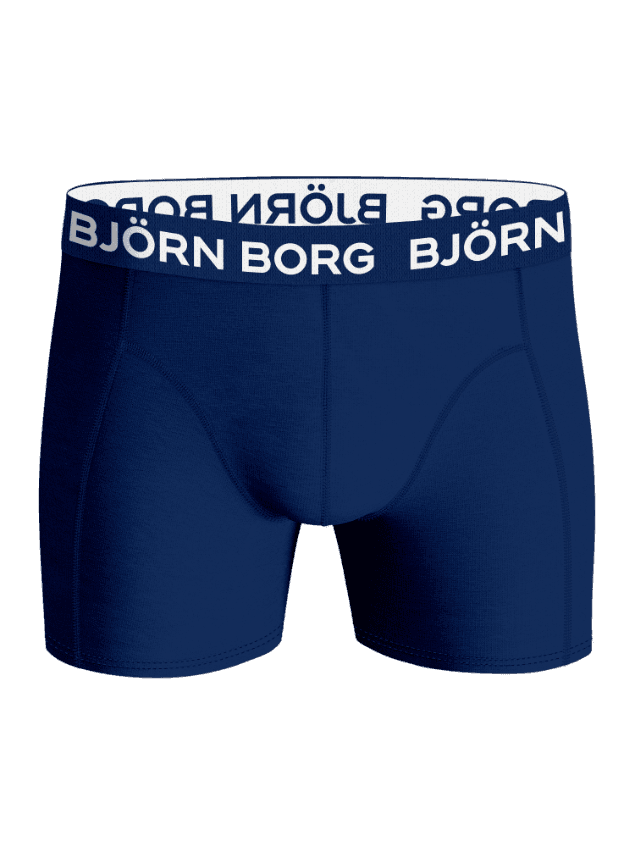 Cotton Stretch Boxers 5-pack i marineblå set forfra i blød bomuld med hvidt logo på linningen. - Image 2