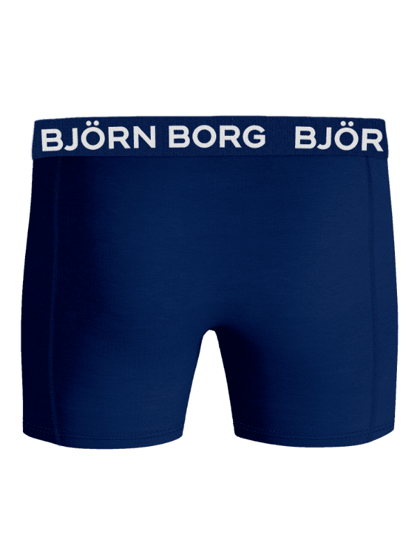 Cotton Stretch Boxers 5-pack i Marineblå set forfra med hvidt logo på taljen i blød bomuldsstretch. - Image 3