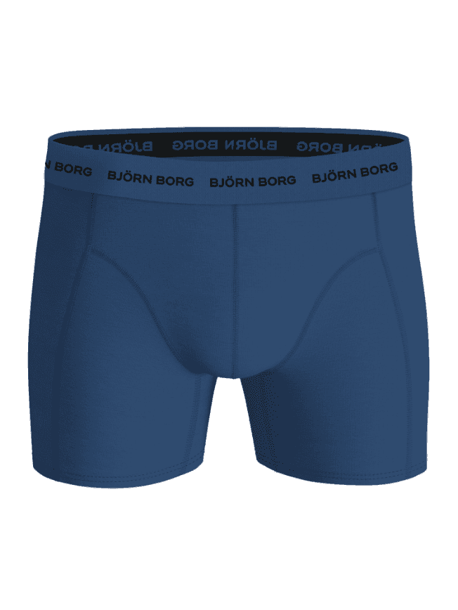 Blauwe Cotton Stretch Boxers 5-pack voor heren van zacht katoenen stretch met een zwarte logotailleband, vooraanzicht. - Image 4