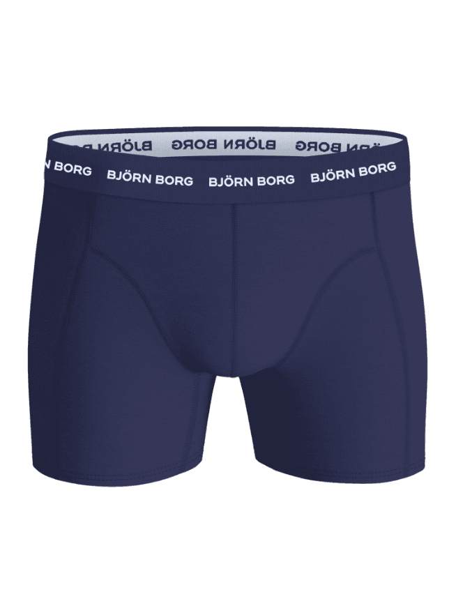 Björn Borg Cotton Stretch Boxers 5-pack in marine, herenboxershort van stretchkatoen met wit logo in vooraanzicht. - Image 6