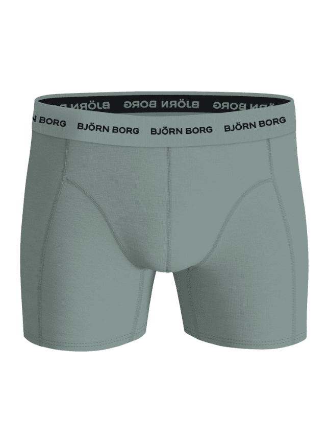 Front view of the grey Björn Borg Cotton Stretch Boxers 5-pack for men, featuring functional boxer briefs with a black logo. - Image 6