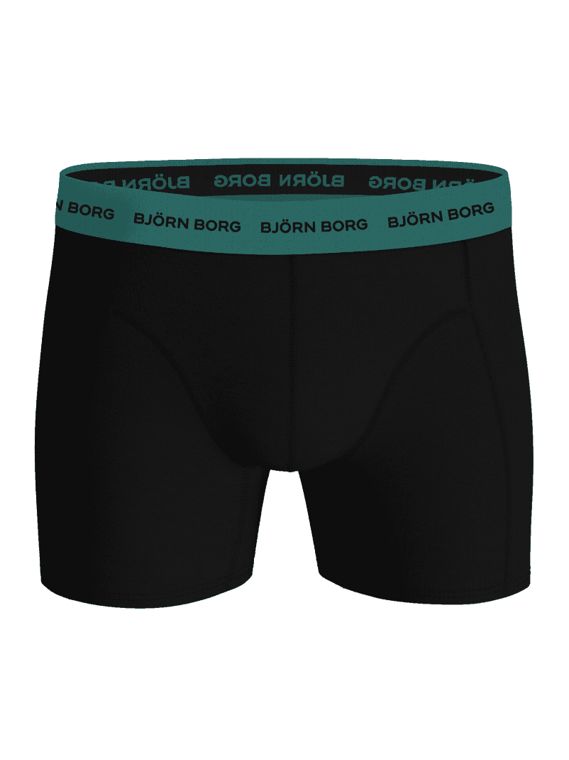 Cotton Stretch Boxers 7-pack i sort med grøn linning, sorte logoer og en behagelig pasform i bomuld. - Image 7