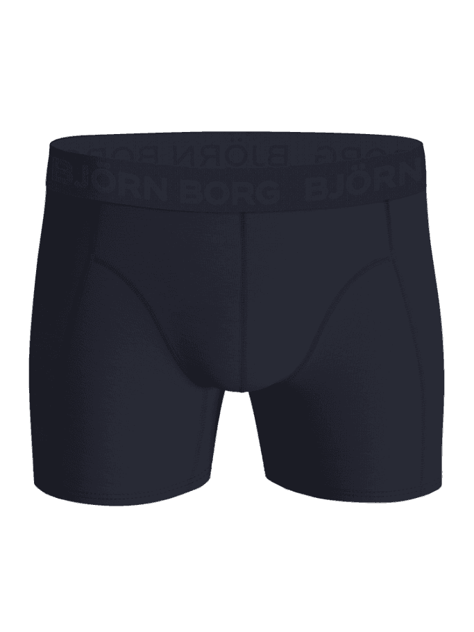 Front view of the navy blue Cotton Stretch Boxers 7-pack, featuring a tonal Björn Borg logo on a soft microfibre waistband. - Image 4