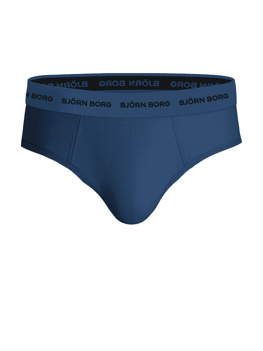 Front view of the navy Björn Borg Cotton Stretch Briefs 3-pack featuring a mid-rise fit and logo elastic waistband. - Image 4
