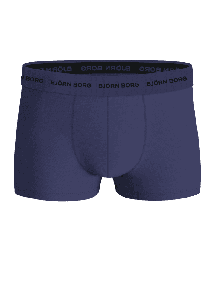 Vorderansicht der Cotton Stretch Trunks 3-pack in Navy für Herren mit schwarzem Mikrofaser-Logobund. - Image 2