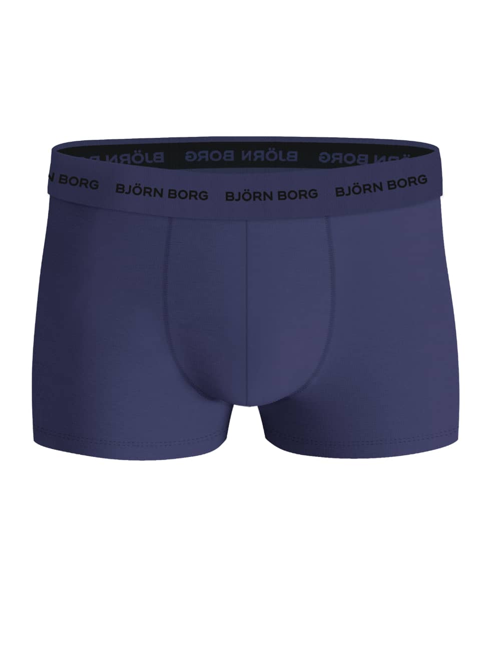 Front view of the navy Cotton Stretch Trunks 5-pack, featuring a supportive fit and black logo waistband. - Image 4