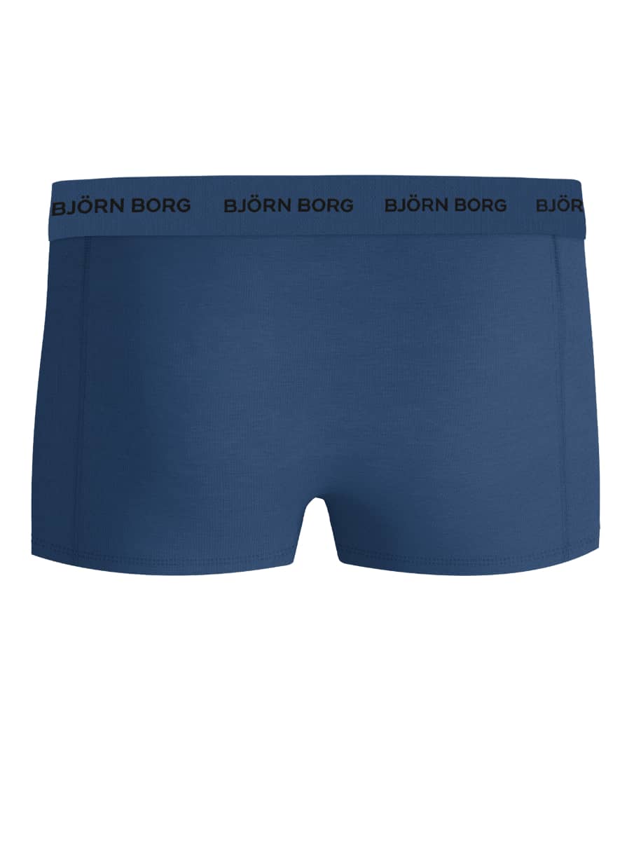 Back view of the navy Cotton Stretch Trunks 5-pack with a black logo elastic waistband and high-quality cotton stretch. - Image 3