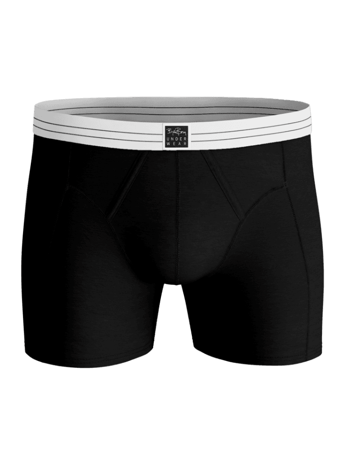Vorderansicht der Viscose Cotton Blend Boxers 2-pack in Schwarz mit gestreiftem Bund und weichem Finish. - Image 2