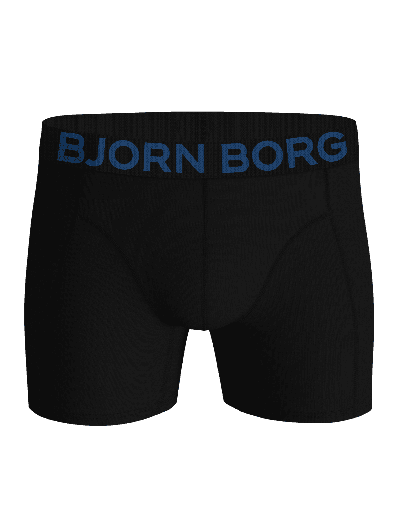 Organic Cotton Stretch Boxers 3-pack i Sort set forfra med blåt logo på elastikken og funktionel pasform. - Image 4