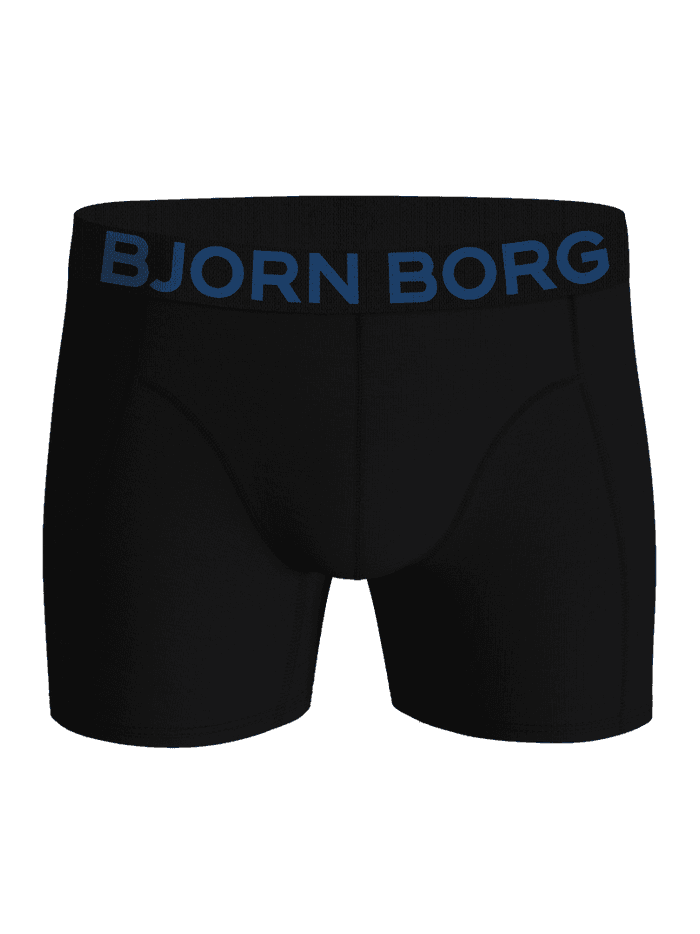 Front view of the black Organic Cotton Stretch Boxers 3-pack, functional boxer briefs with a blue logo on the waistband. - Image 4