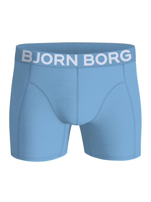 Front view of the blue Organic Cotton Stretch Boxers 3-pack, functional cotton boxer briefs with a white logo waistband. - Image 5