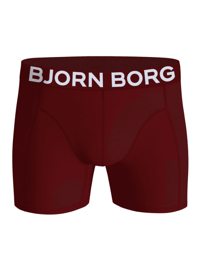 Vorderansicht der roten Organic Cotton Stretch Boxers 3-pack Boxer Briefs für Herren mit weißem Logo-Bund. - Image 2