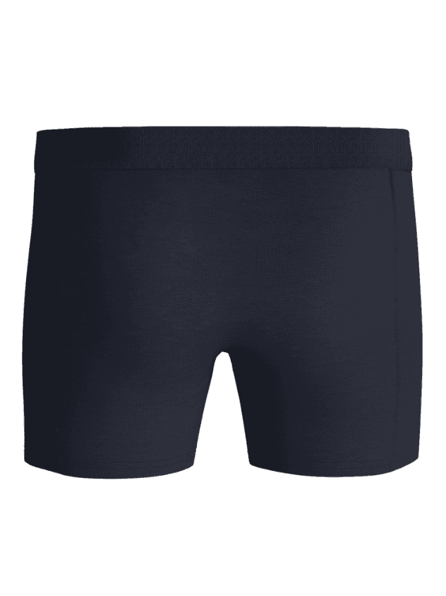 Vista frontal de Organic Cotton Stretch Boxers 3-pack en azul marino, bóxers funcionales de algodón suave y elástico. - Image 3