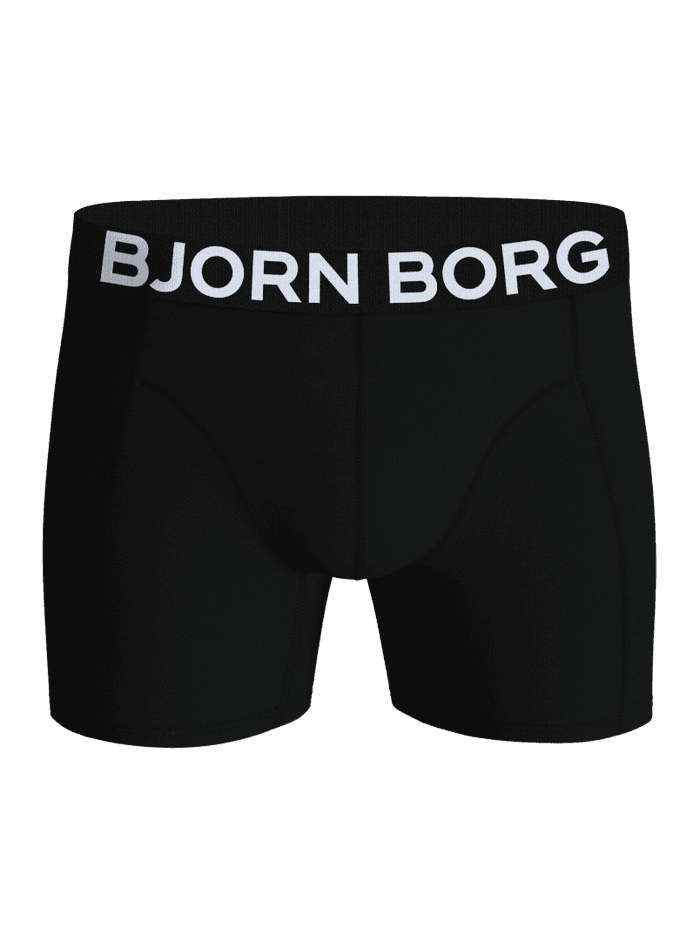 Front view of the black Organic Cotton Stretch Boxers 2-pack with a white Björn Borg logo on the microfiber waistband. - Image 2