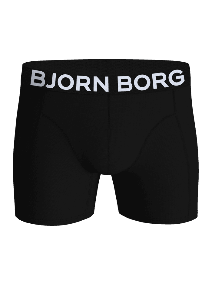 Organic Cotton Stretch Boxers 2-pack in zwart, vooraanzicht met een witte logotailleband en een halfhoge taille. - Image 2