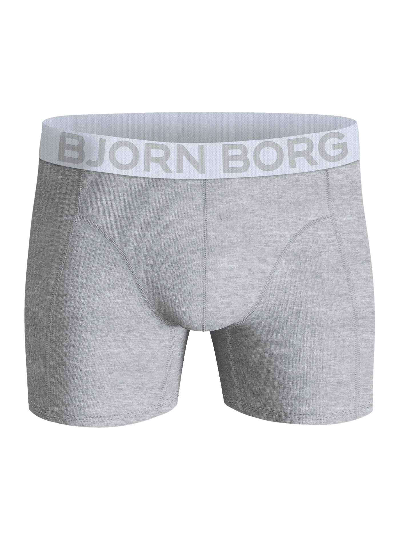 Organic Cotton Stretch Boxers 2-pack in grey melange featuring a mid-rise fit and white logo elastic waistband. - Image 4