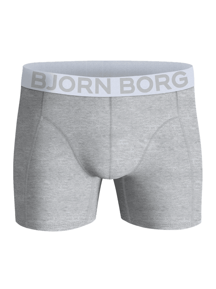 Organic Cotton Stretch Boxers 2-pack in grijs melange met een halfhoge taille en witte tailleband met grijs logo. - Image 4