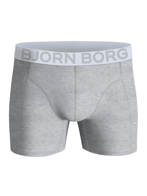 Front view of the Organic Cotton Stretch Boxers 2-pack in grey melange, functional organic cotton boxer briefs with a logo. - Image 2