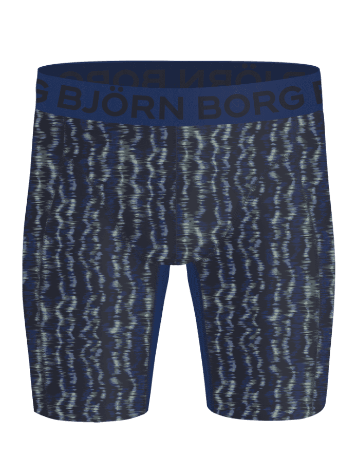 Sports Lightweight Long Leg Boxers 2-pack in navy blue and print, featuring a black logo and quick-dry training performance. - Image 2