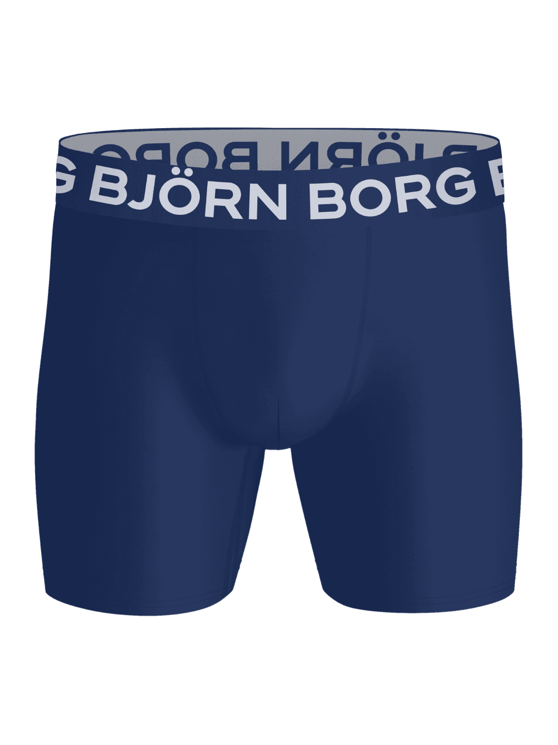 Front view of the navy Björn Borg Sports Microfiber Boxers 5-pack, performance boxer briefs for training with a white logo. - Image 2