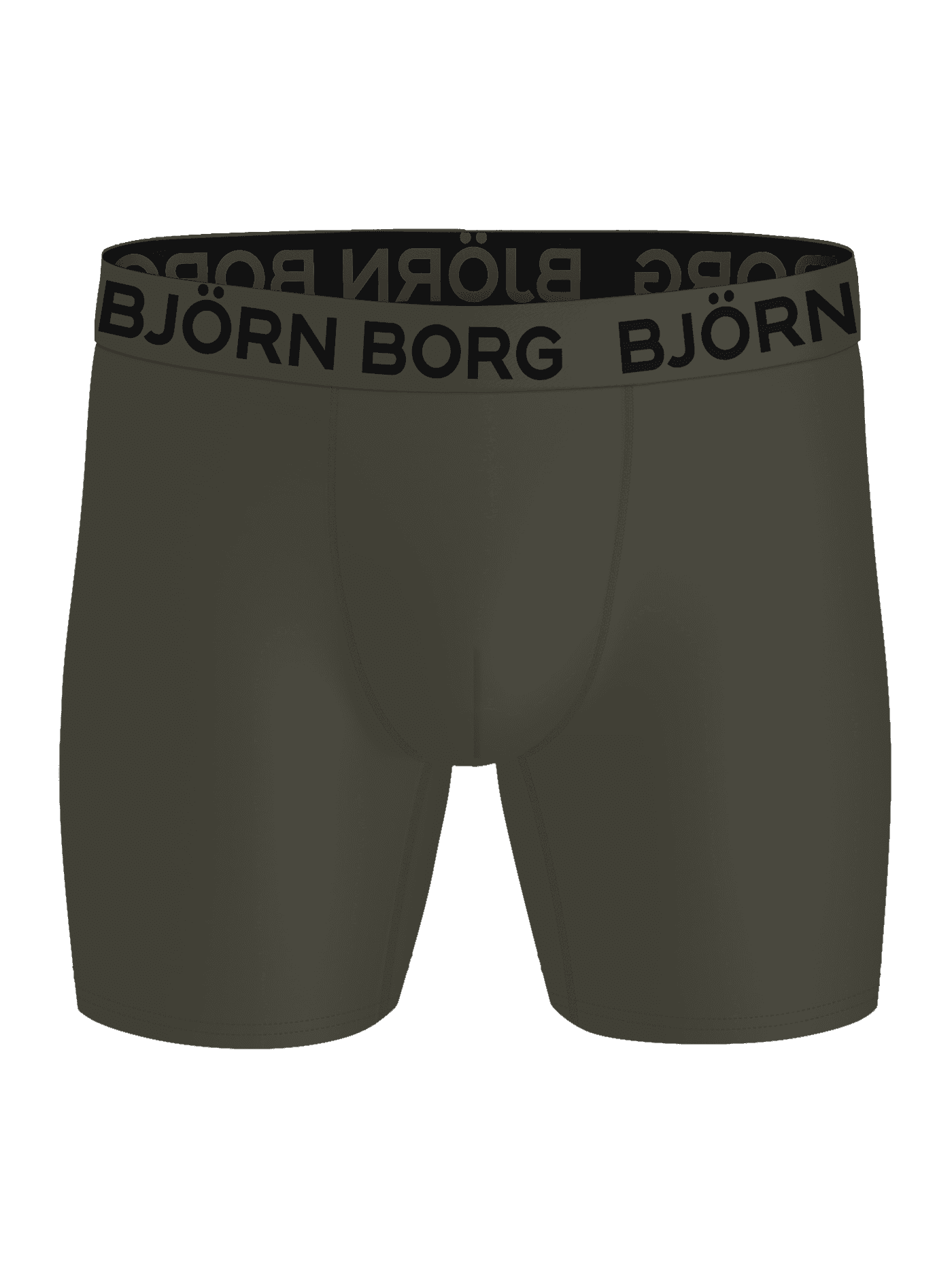 Front view of Sports Microfiber Boxers 5-pack in Green, with quick-dry performance boxer briefs for training and black logo. - Image 2