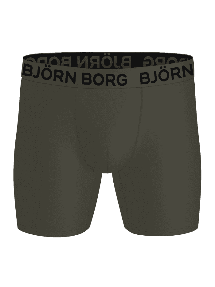 Sports Microfiber Boxers 5-pack i grøn set forfra med hurtigtørrende mikrofiber til træning og sort logo. - Image 2