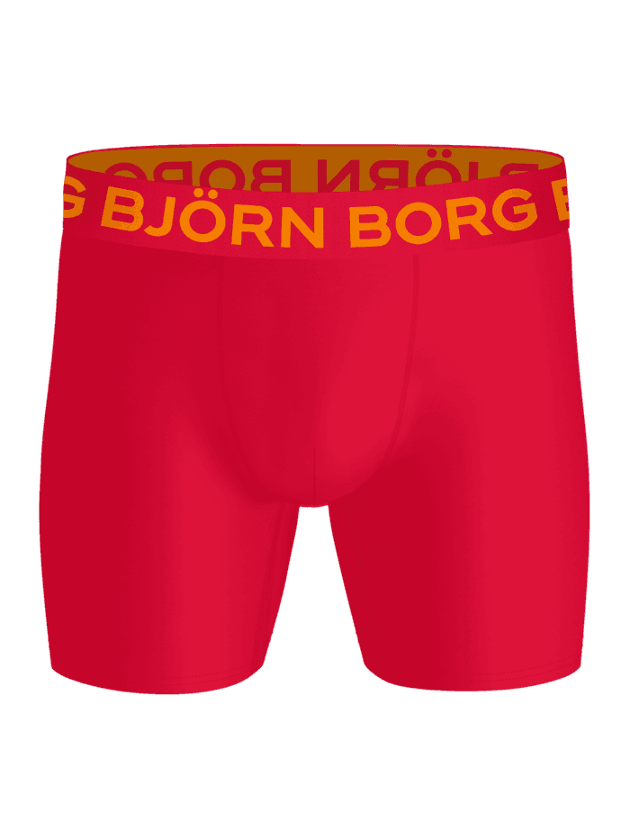 Sports Microfiber Boxers 3-pack in red, designed as performance training boxer briefs with an orange logo waistband.