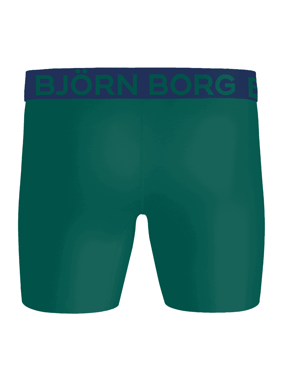 Back view of the green Sports Microfiber Boxers 3-pack for men's performance training, with a green logo and navy waistband. - Image 3