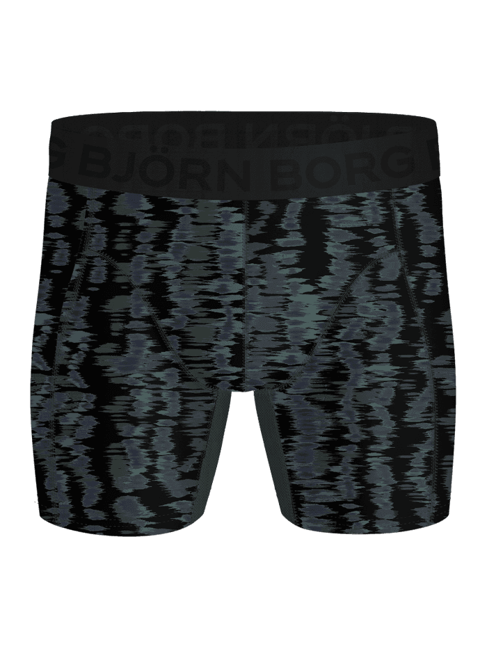 Sports Lightweight Boxers 2-pack i grøn og sort med et mørkt abstrakt print og gråt logo til træning. - Image 2