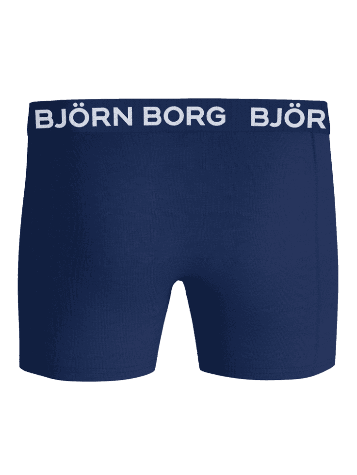 Vooraanzicht van de Cotton Stretch Boxers 5-pack voor kids in marineblauw met een wit Björn Borg-logo. - Image 3