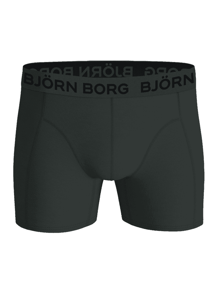 Groene Björn Borg Cotton Stretch Boxers 5-pack voor kids met zwart logo, getoond in vooraanzicht. - Image 2