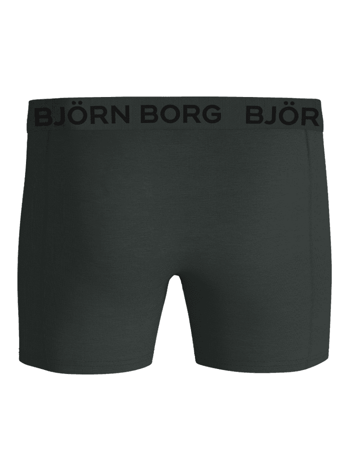 Achteraanzicht van de groene Cotton Stretch Boxers 5-pack voor kids met een zwarte tailleband met logo. - Image 3