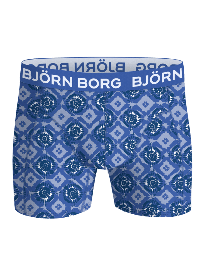 Cotton Stretch Boxers 5-pack van stretchkatoen voor kinderen met blauwe en marineblauwe geometrische print en wit logo. - Image 5