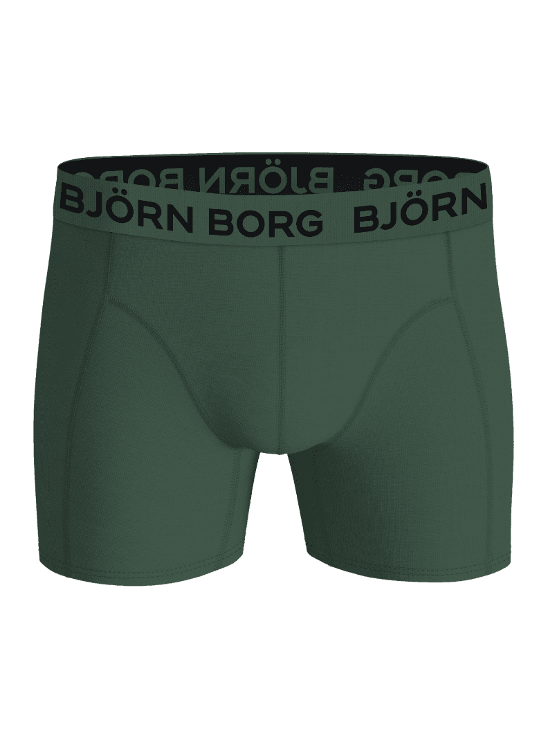 Front view of the green Cotton Stretch Boxers 3-pack for kids featuring soft cotton-stretch boxer briefs and a black logo. - Image 2