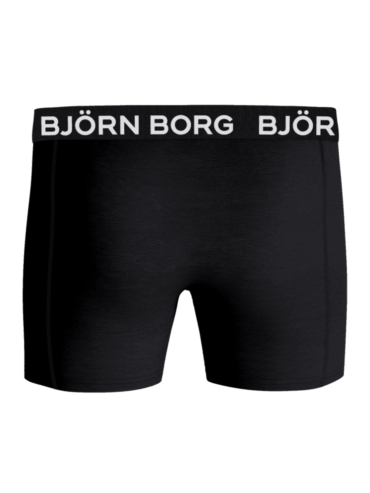 Svart Björn Borg Cotton Stretch Boxers 7-pack för barn i mjuk bomull med vit logotyp på resåren. - Image 3