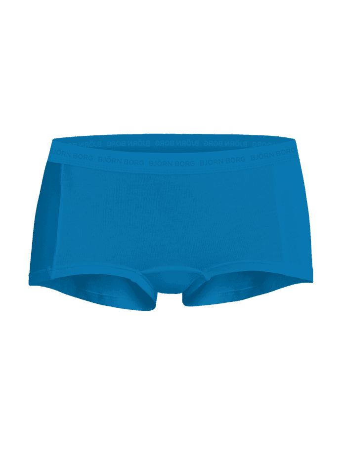 Blauwe Everyday Cotton Boxer Shorts 3-pack voor dames van biologisch katoen met een halfhoge taille en logo-tailleband. - Image 4