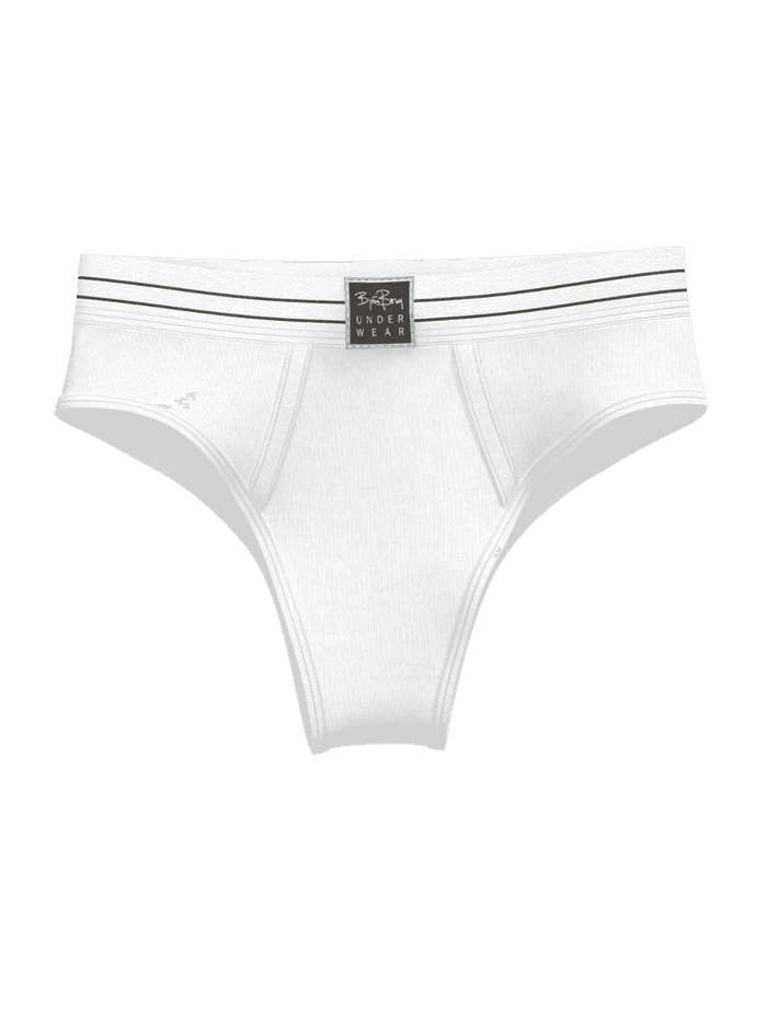 Vue de face de l'Original Highwaist Briefs 2-pack blanc pour femme en coton biologique avec logo héritage. - Image 4