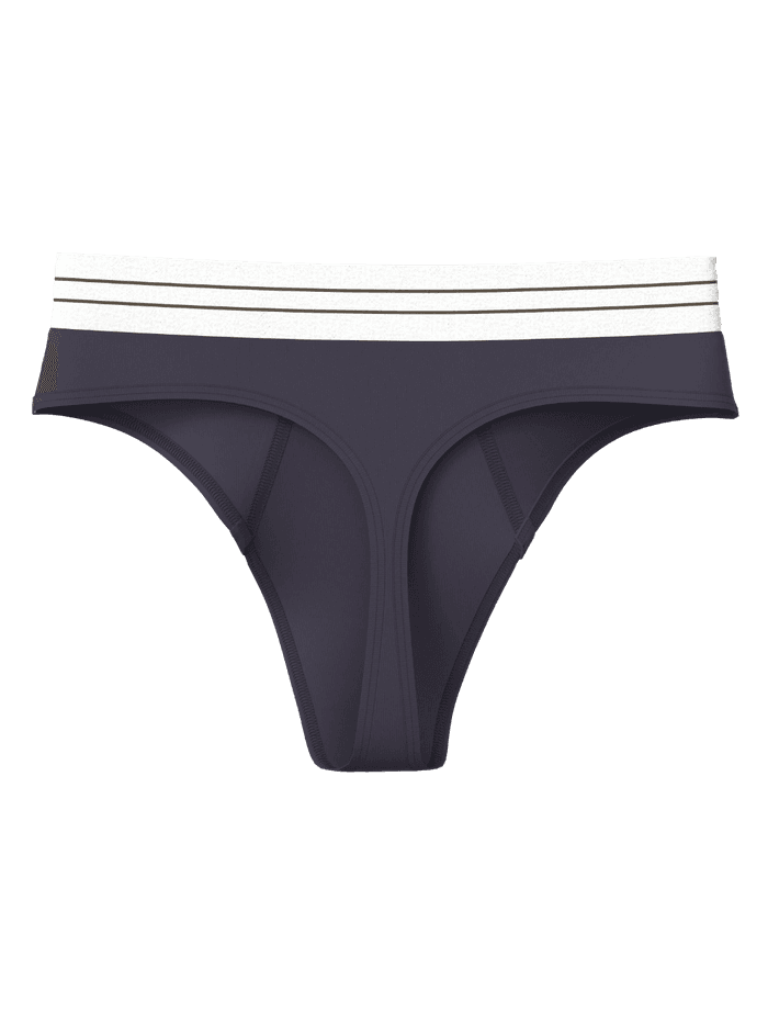 Vorderansicht der grauen Original Thongs 2-pack für Damen aus weicher Bio-Baumwolle mit Heritage-Gummibund. - Image 3