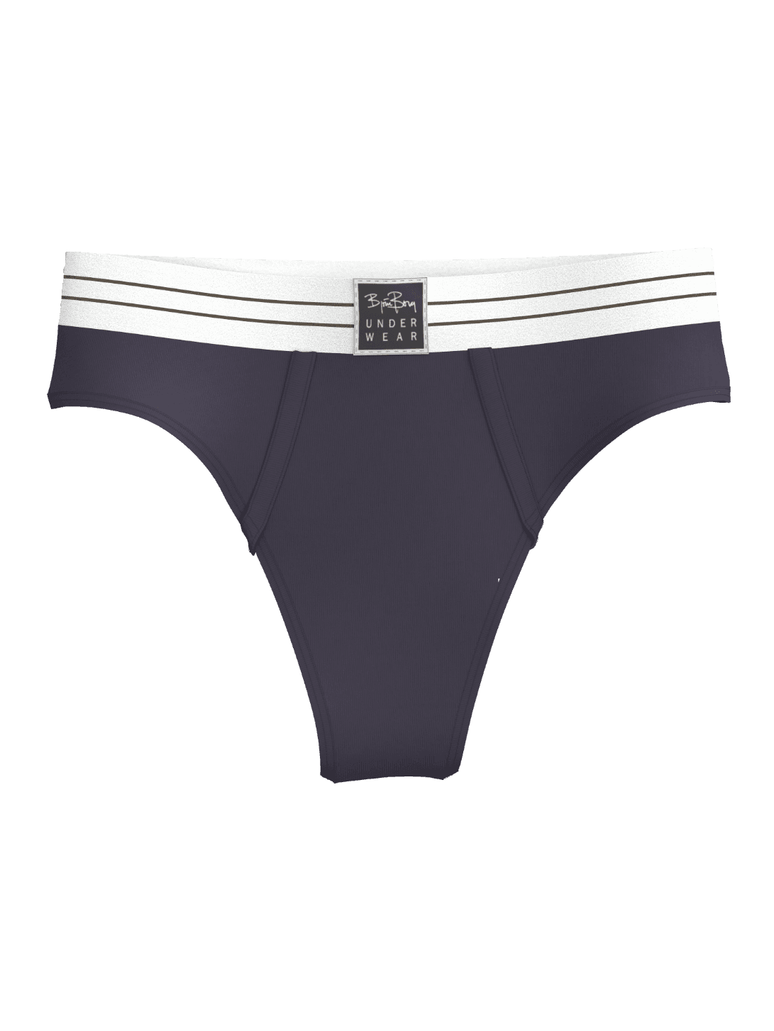 Vooraanzicht van de grijze Original Thongs 2-pack voor dames van zacht biologisch katoen met een witte heritage-tailleband. - Image 2