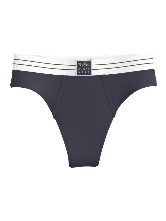 Vorderansicht der grauen Original Thongs 2-pack für Damen aus weicher Bio-Baumwolle mit weißem Heritage-Bund. - Image 2