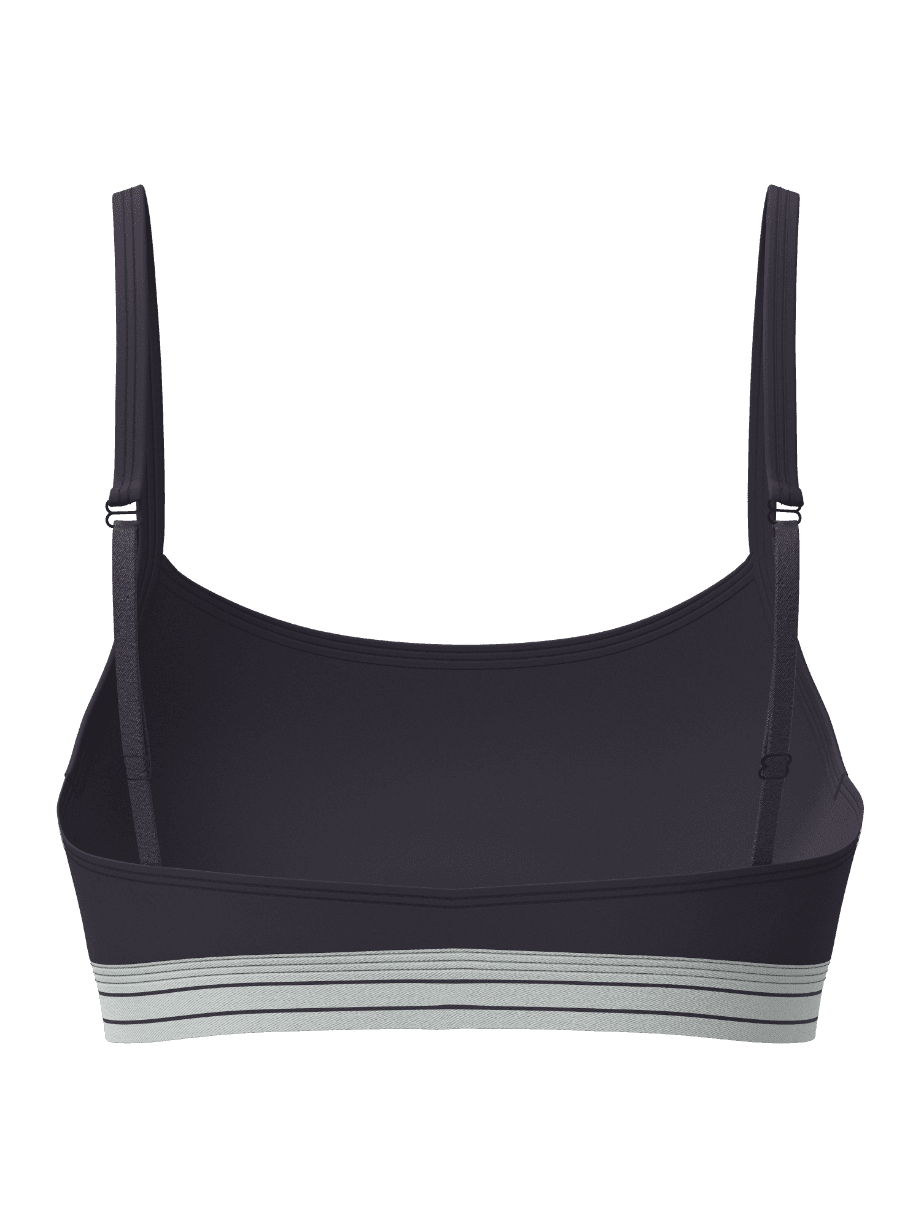Original Bralette i marineblå økologisk bomull med justerbare stropper for god passform, sett forfra. - Image 3