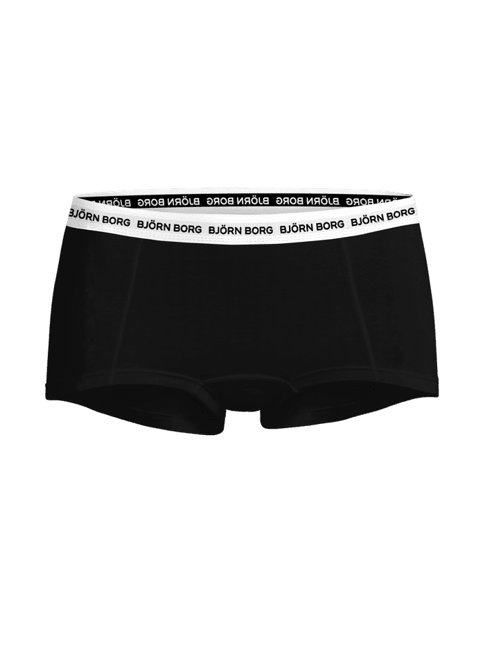 Zwarte Logo Boxer Shorts 3-pack van zacht stretchkatoen met een witte Björn Borg-logotailleband, vooraanzicht. - Image 2