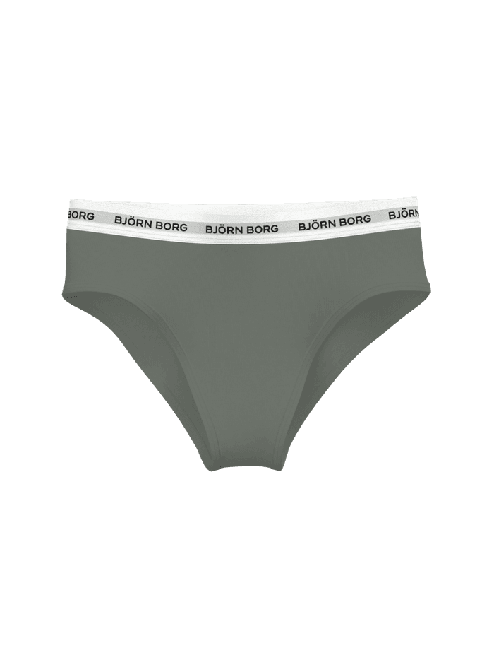 Vooraanzicht van de groene Logo Highwaist Briefs 3-pack met een hoge taille en elastische tailleband met logo. - Image 4
